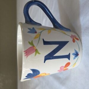 World Market Monogram Letter "N"  Floral Mug